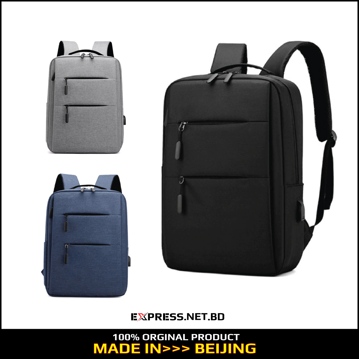 Laptop Bag With USB Color (Blue/ Black)
